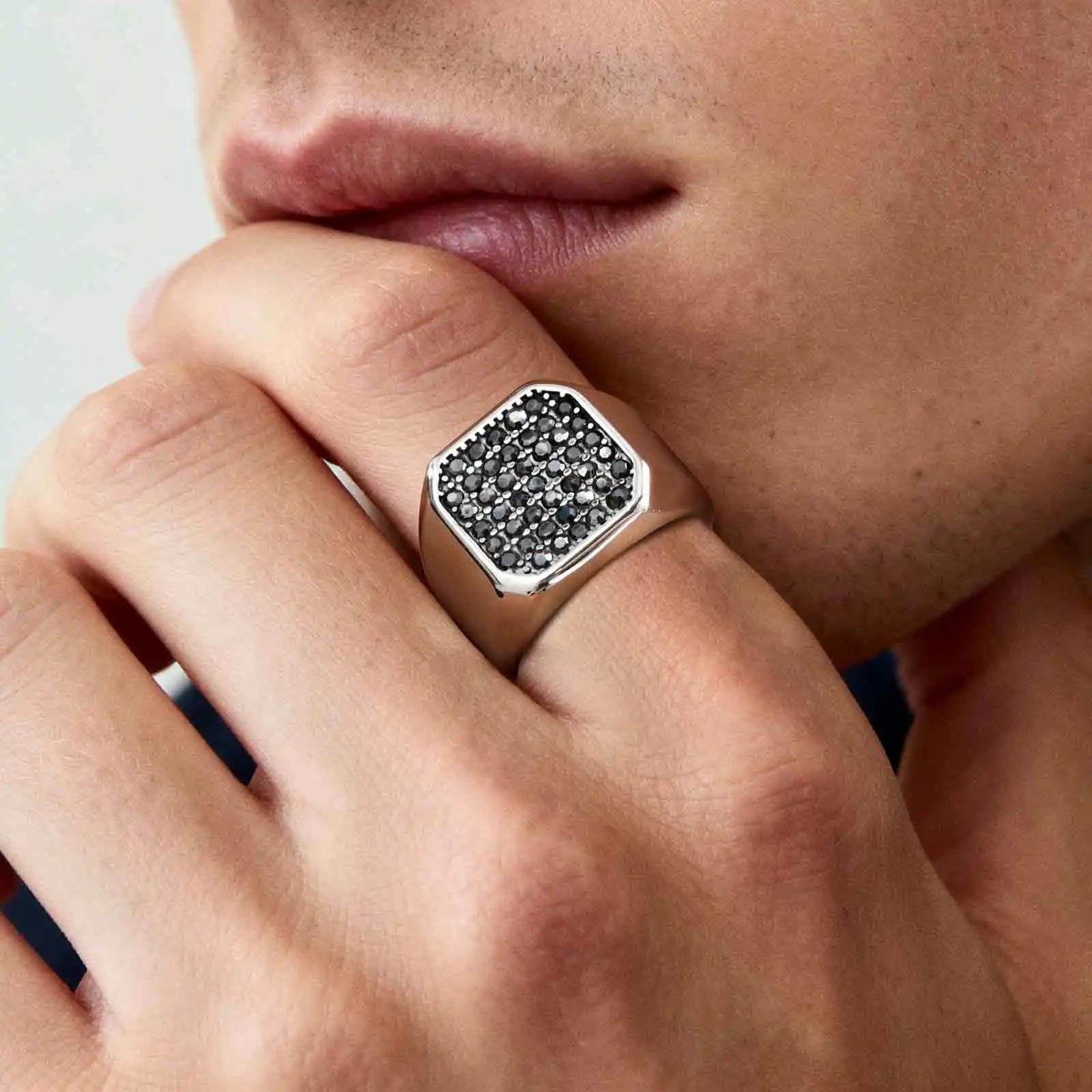 Bague Oyon – Acier inoxydable premium & zircon gris pour homme