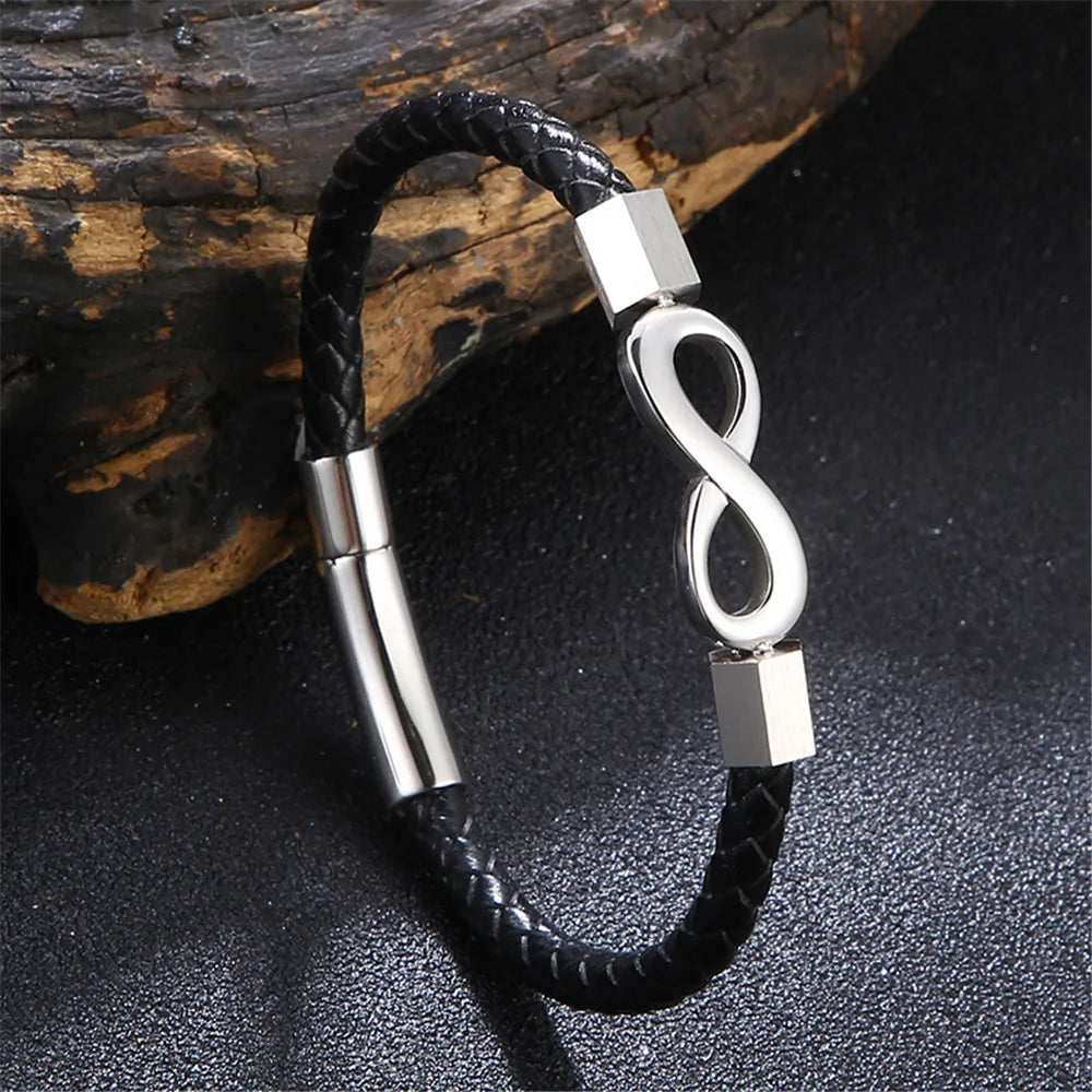 Bracelet Infinity - Cuir véritable - Design tressé infini