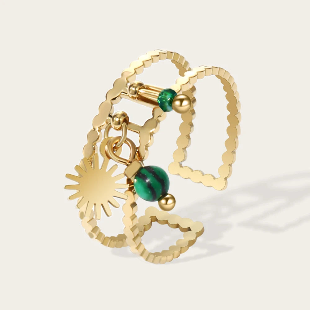 Bague Yella – Motif étoile élégant et moderne, plaqué or 18K