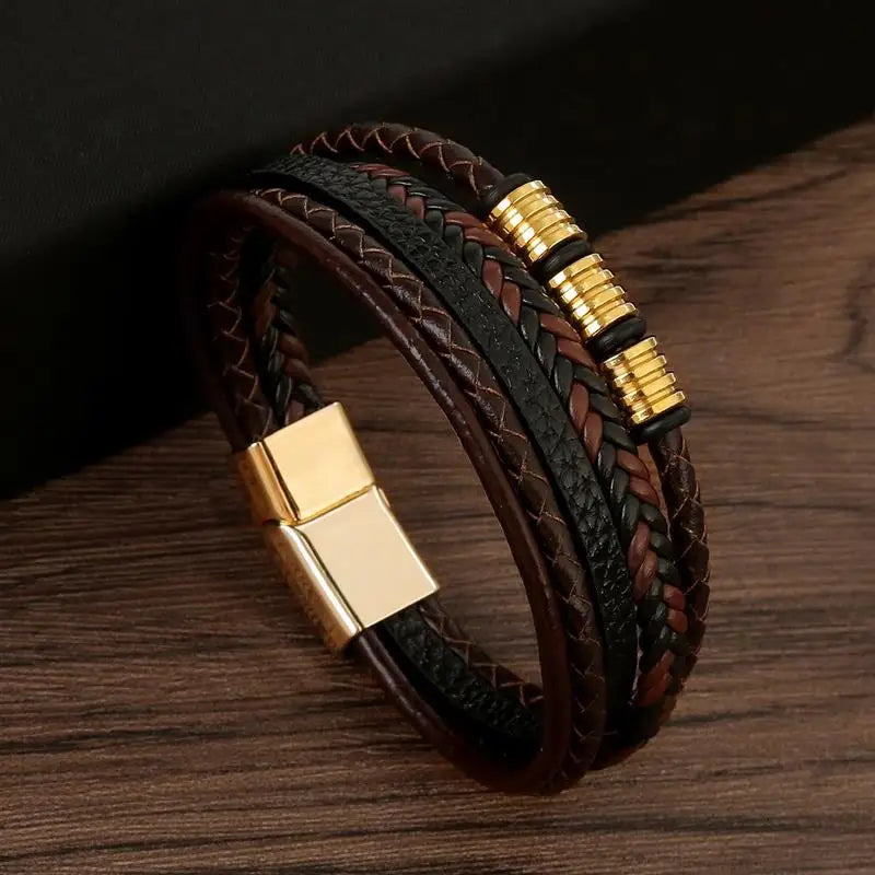 Handgewebtes, mehrlagiges Lederarmband für Herren, klassisch, neuer Stil, Modeaccessoire, Schmuck, Großhandel, Dropshipping