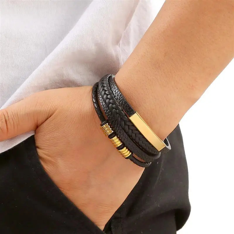 Handgewebtes, mehrlagiges Lederarmband für Herren, klassisch, neuer Stil, Modeaccessoire, Schmuck, Großhandel, Dropshipping