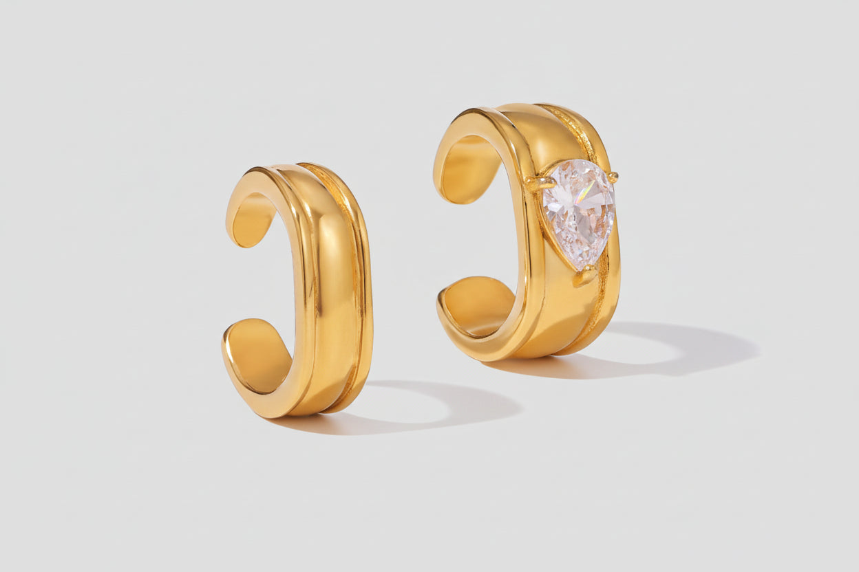 Boucles d’oreilles à clip Ava - Zircon lumineux - Design élégant, plaqué or 18K