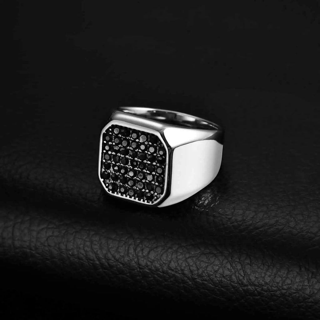Bague Oyon – Acier inoxydable premium & zircon gris pour homme