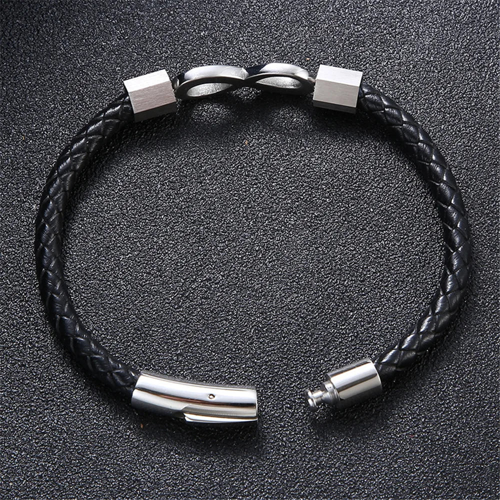 Bracelet Infinity - Cuir véritable - Design tressé infini