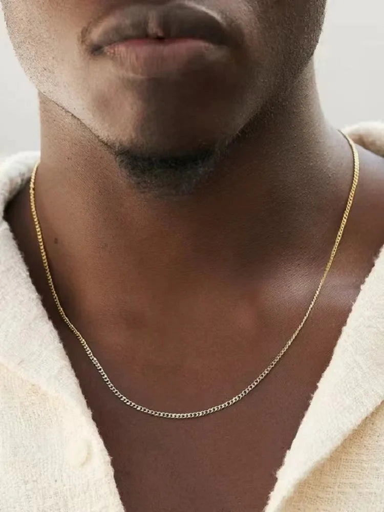 Collier chaîne cubaine pour hommes, 3mm, Simple, en acier inoxydable, à la mode, bijoux en acier titane, accessoires tendance, cadeau